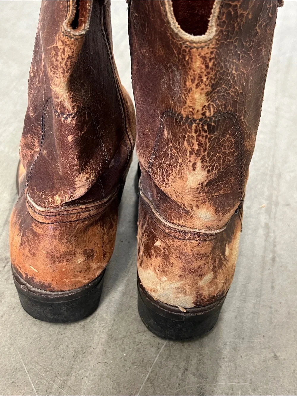 Brown Distressed Leather Ankle Boots - Men's Western Booties